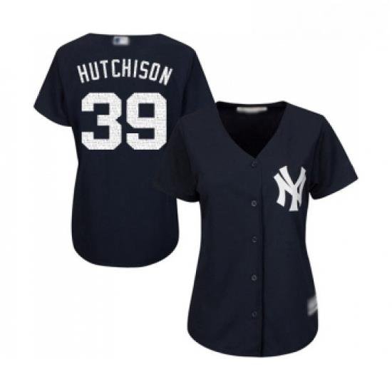 Womens New York Yankees 39 Drew Hutchison Authentic Navy Blue Alternate Baseball Jersey