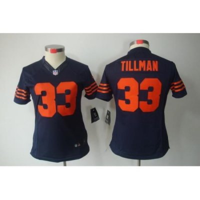 Nike Women Chicago Bears #33 Charles Tillman Blue Color[Women Limited Jerseys]Orange Number