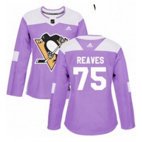 Womens Adidas Pittsburgh Penguins 75 Ryan Reaves Authentic Purple Fights Cancer Practice NHL Jersey