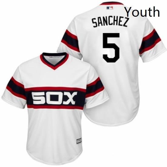 Youth Majestic Chicago White Sox 5 Yolmer Sanchez Authentic White 2013 Alternate Home Cool Base MLB Jersey