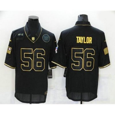 Men New York Giants 56 Lawrence Taylor Black Gold 2020 Salute To Service Stitched NFL Nike Limited Jersey