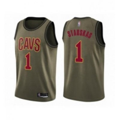 Youth Cleveland Cavaliers 1 Nik Stauskas Swingman Green Salute to Service Basketball Jersey