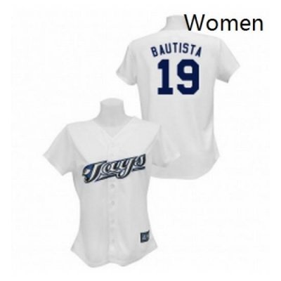 Womens Majestic Toronto Blue Jays 19 Jose Bautista Replica White MLB Jersey