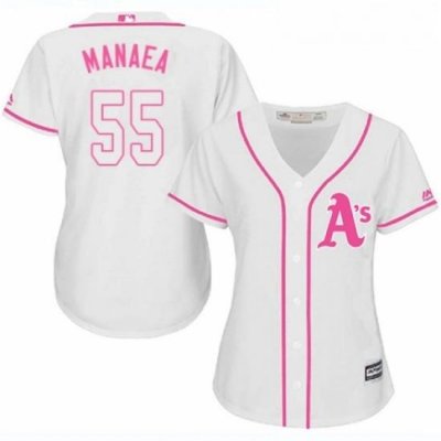 Womens Majestic Oakland Athletics 55 Sean Manaea Replica White Fashion Cool Base MLB Jersey