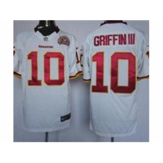 Nike Washington RedSkins 10 Robert Griffin III white Game 80TH Patch NFL Jersey