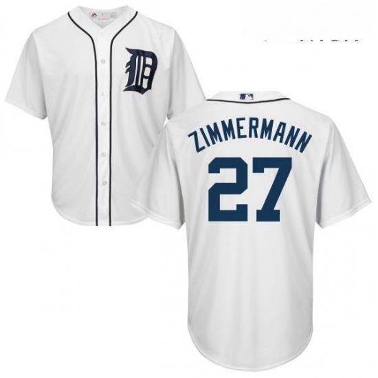 Mens Majestic Detroit Tigers 27 Jordan Zimmermann Replica White Home Cool Base MLB Jersey