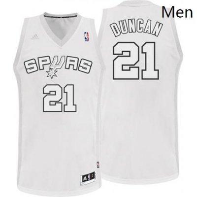 Mens Adidas San Antonio Spurs 21 Tim Duncan Swingman White Winter On Court NBA Jersey