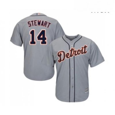 Mens Detroit Tigers 14 Christin Stewart Replica Grey Road Cool Base Baseball Jersey