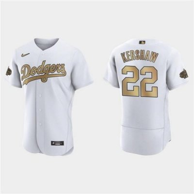 Men Los Angeles Dodgers 22 Clayton KershaW 2022 All Star White Flex Base Stitched Baseball Jersey