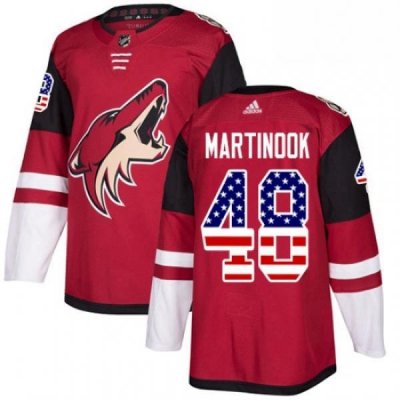 Youth Adidas Arizona Coyotes 48 Jordan Martinook Authentic Red USA Flag Fashion NHL Jersey