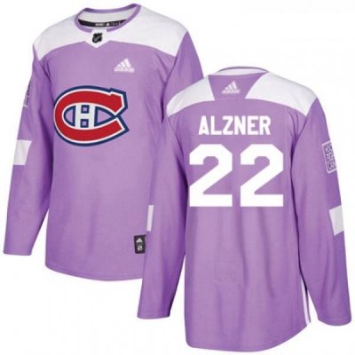 Youth Adidas Montreal Canadiens 22 Karl Alzner Authentic Purple Fights Cancer Practice NHL Jersey