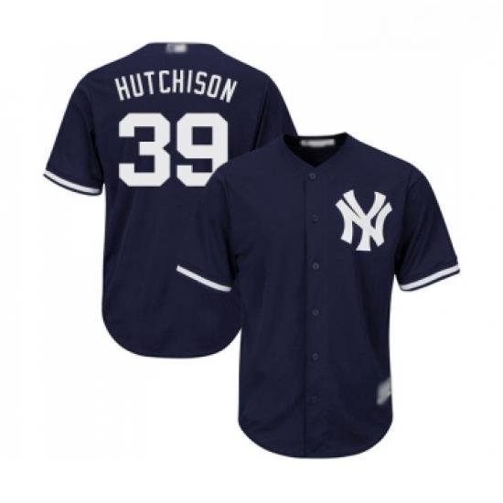 Youth New York Yankees 39 Drew Hutchison Authentic Navy Blue Alternate Baseball Jersey