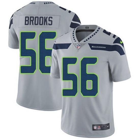 Nike Seahawks 56 Jordyn Brooks Grey Alternate Men Stitched NFL Vapor Untouchable Limited Jersey