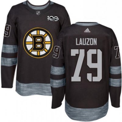 Mens Adidas Boston Bruins 79 Jeremy Lauzon Authentic Black 1917 2017 100th Anniversary NHL Jersey