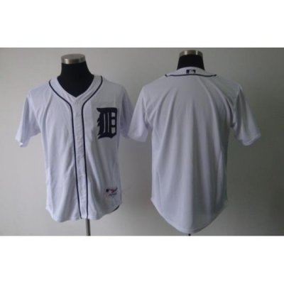 MLB Tigers Blank White Blank Cool Base Men Jersey II