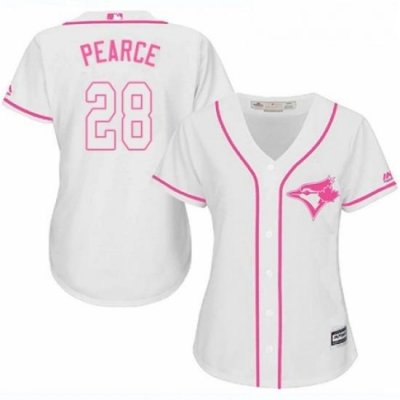 Womens Majestic Toronto Blue Jays 28 Steve Pearce Authentic White Fashion Cool Base MLB Jersey