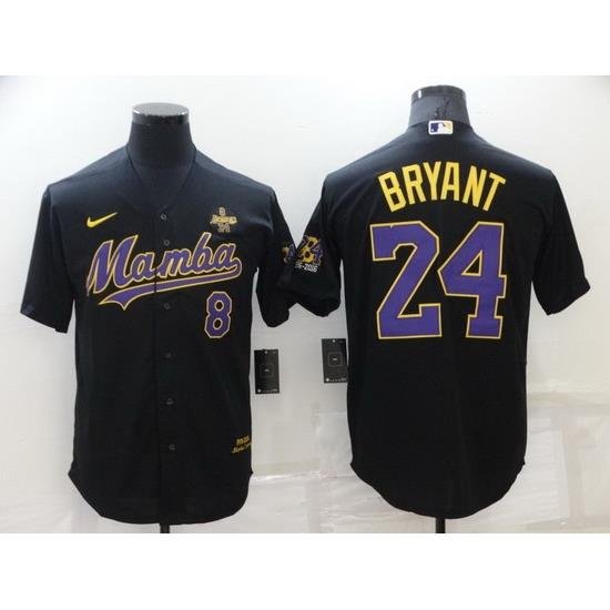 Men Los Angeles Dodgers Front 8 Back 24 Kobe Bryant Black  Mamba ThroWback With KB Patch Cool Base Stitched jersey