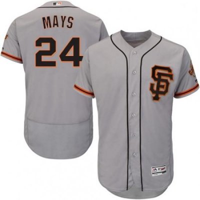 Mens Majestic San Francisco Giants 24 Willie Mays Grey Alternate Flex Base Authentic Collection MLB Jersey