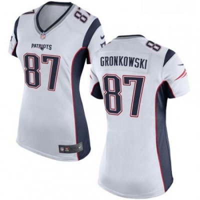 Womens Nike New England Patriots 87 Rob Gronkowski Game White NFL Jersey