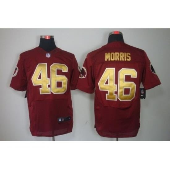 Nike Washington Redskins 46 Alfred Morris Red Elite Gold Number NFL Jersey