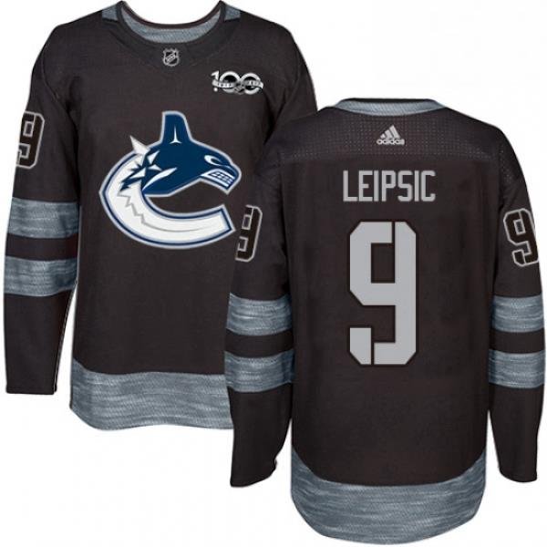 Mens Adidas Vancouver Canucks 9 Brendan Leipsic Premier Black 1917 2017 100th Anniversary NHL Jersey