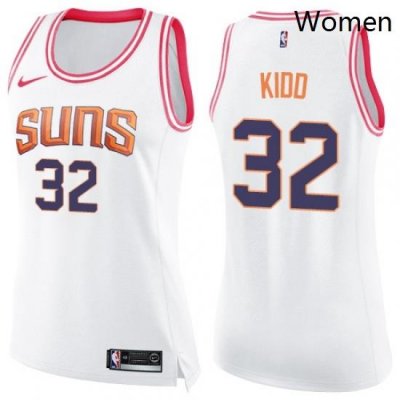 Womens Nike Phoenix Suns 32 Jason Kidd Swingman WhitePink Fashion NBA Jersey