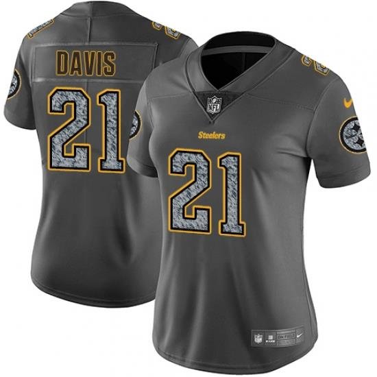 Nike Steelers #21 Sean Davis Gray Static Womens Stitched NFL Vapor Untouchable Limited Jersey