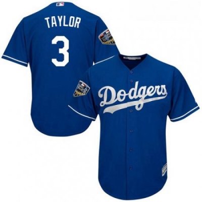 Youth Majestic Los Angeles Dodgers 3 Chris Taylor Authentic Royal Blue Alternate Cool Base 2018 World Series MLB Jersey