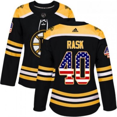 Womens Adidas Boston Bruins 40 Tuukka Rask Authentic Black USA Flag Fashion NHL Jersey