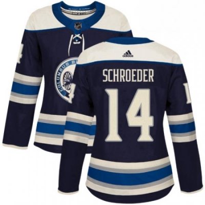 Womens Adidas Columbus Blue Jackets 14 Jordan Schroeder Authentic Navy Blue Alternate NHL Jersey