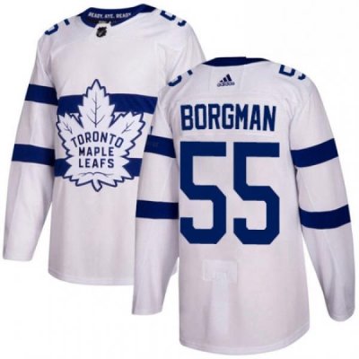 Youth Adidas Toronto Maple Leafs 55 Andreas Borgman Authentic White 2018 Stadium Series NHL Jersey