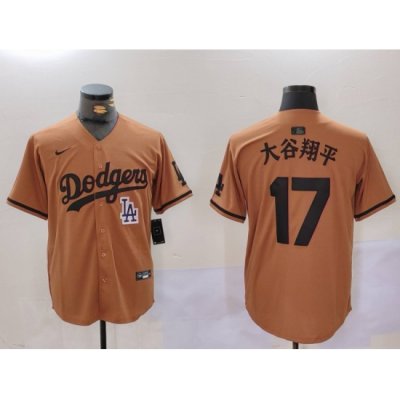 Men Los Angeles Dodgers 17  Shohei Ohtani Brown Cool Base Stitched Baseball Jersey  6