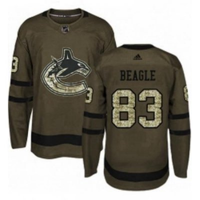 Mens Adidas Vancouver Canucks 83 Jay Beagle Authentic Green Salute to Service NHL Jersey