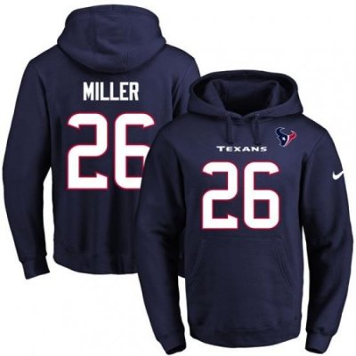 NFL Mens Nike Houston Texans 26 Lamar Miller Navy Blue Name Number Pullover Hoodie