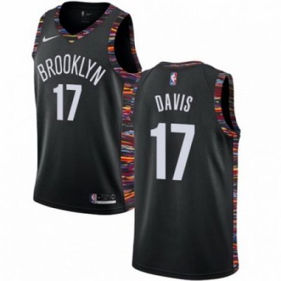 Mens Nike Brooklyn Nets 17 Ed Davis Swingman Black NBA Jersey 2018 19 City Edition