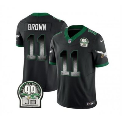 Men Philadelphia Eagles 11 A  J  Brown Black 2023 F U S E  Throwback Vapor Untouchable Limited Stitched Football Jersey