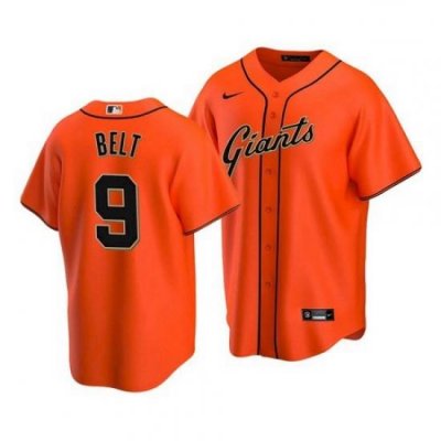 Men's San Francisco Giants #9 Brandon Belt Alternate Orange Jersey