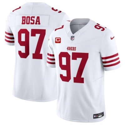 Men San Francisco 49ers 97 Nick Bosa White 2023 F U S E  With 2 Star C Patch Vapor Untouchable Limited Stitched Football Jersey