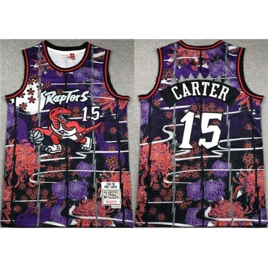 Men Toronto Raptors 15 Vince Carter Purple Red Throwback Stitched Jersey