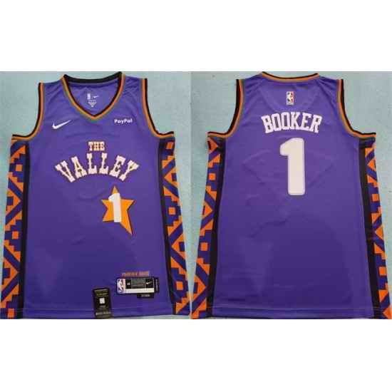 Men Phoenix Suns 1 Devin Booker Purple 2024 City Edition Stitched Basketball Jersey