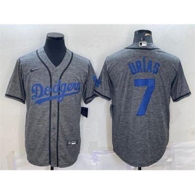 Men Los Angeles Dodgers 7 Julio Urias Grey Cool Base Stitched Jersey