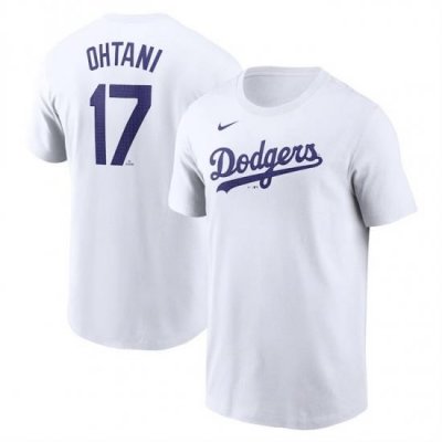 Men Los Angeles Dodgers 17 Shohei Ohtani White 2024 Fuse Name Number T Shirt