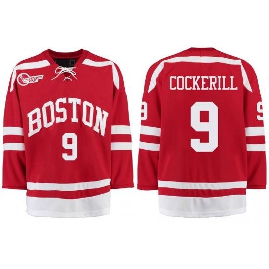 Boston University Terriers BU 9 Logan Cockerill Red Stitched Hockey Jersey