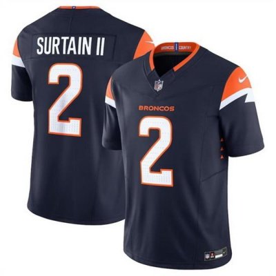 Men Denver Broncos 2 Pat Surtain II Navy 2024 F U S E  Alternate Vapor Limited Stitched Football Jersey