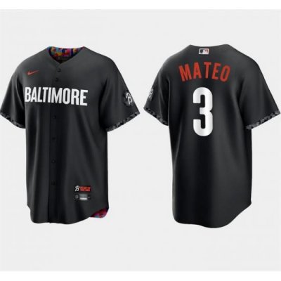 Men Baltimore Orioles 3 Jorge Mateo Black 2023 City Connect Cool Base Stitched Baseball Jersey