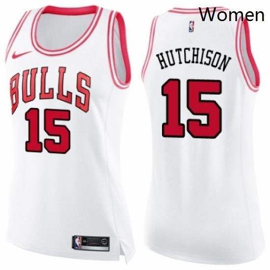 Womens Nike Chicago Bulls 15 Chandler Hutchison Swingman WhitePink Fashion NBA Jersey