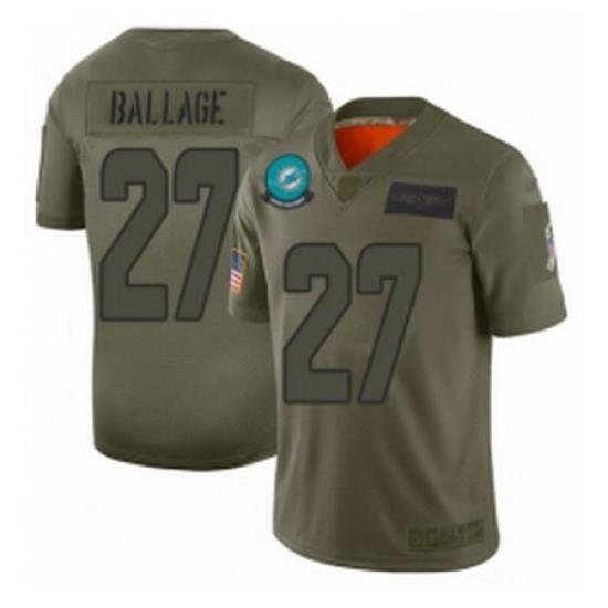 Men Miami Dolphins 27 Kalen Ballage Limited Camo 2019 Salute to Service Football Jersey