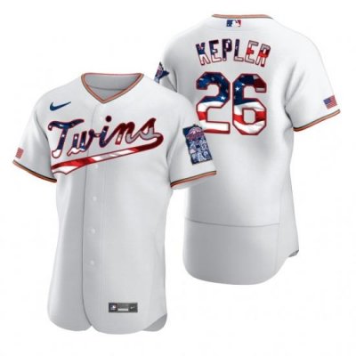 Men Minnesota TWins 26 Max Kepler Men Nike White Fluttering USA Flag Limited Edition Flex Base MLB Jersey