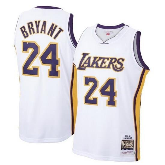 Men Los Angeles Lakers 24 Kobe Bryant White 2009 10 Throwback Basketball Jersey