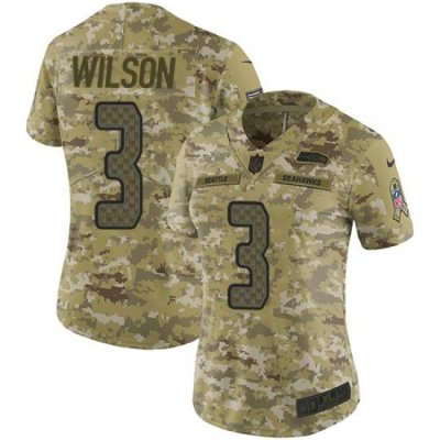 Nike Seahawks #3 Russell Wilson Camo Women Stitched NFL Limited 2018 Salute to Service Jersey